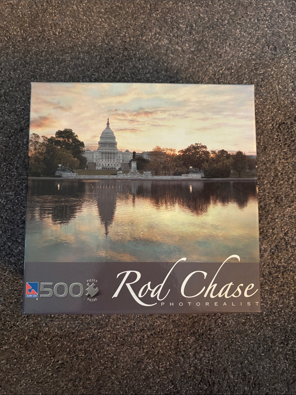 Rod Chase Photorealist 500-Piece Puzzle - Capitol Reflection, Sunset Colors